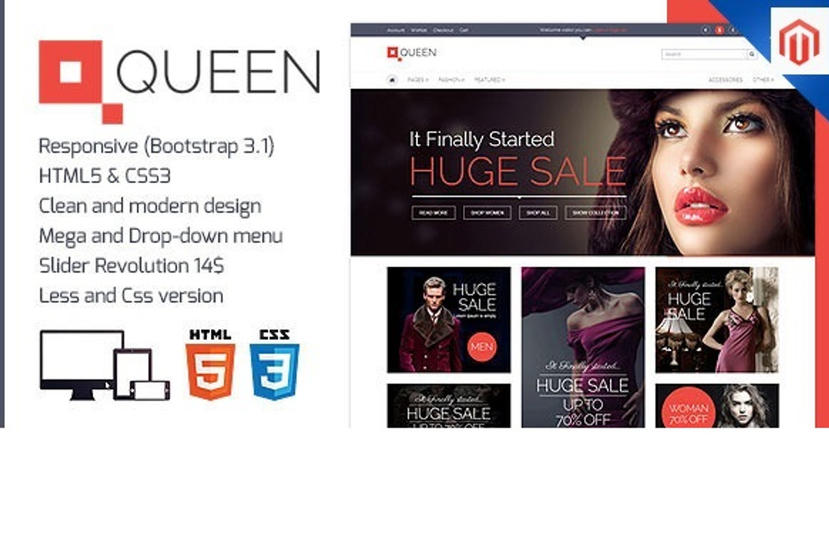 Queen - Magento Responsive Tempalate, a Websites & App Template by ThemeAvengers (Photo 1 of 5)