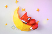 3D Fox Sleepy On The Moon Papercraft, a Templates & Theme by 3Dfancy (Thumbnail 1 of 4)