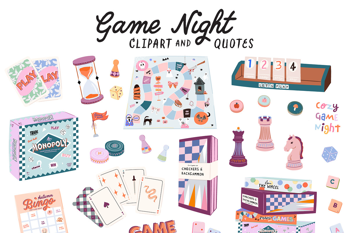 Cozy Game Night Party Clipart Bundle, an Object Graphic by Ruslana Lubenets (Photo 4 of 17)