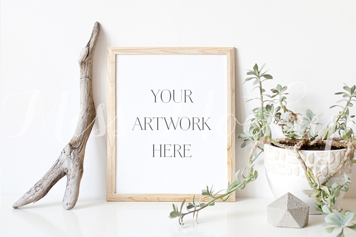Natural Wood Frame Mockup, a Print Template by Miss Mockup
