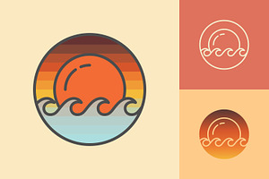 Ocean Sunset Waves Travel Logo, a Branding & Logo Template by Saba Vector