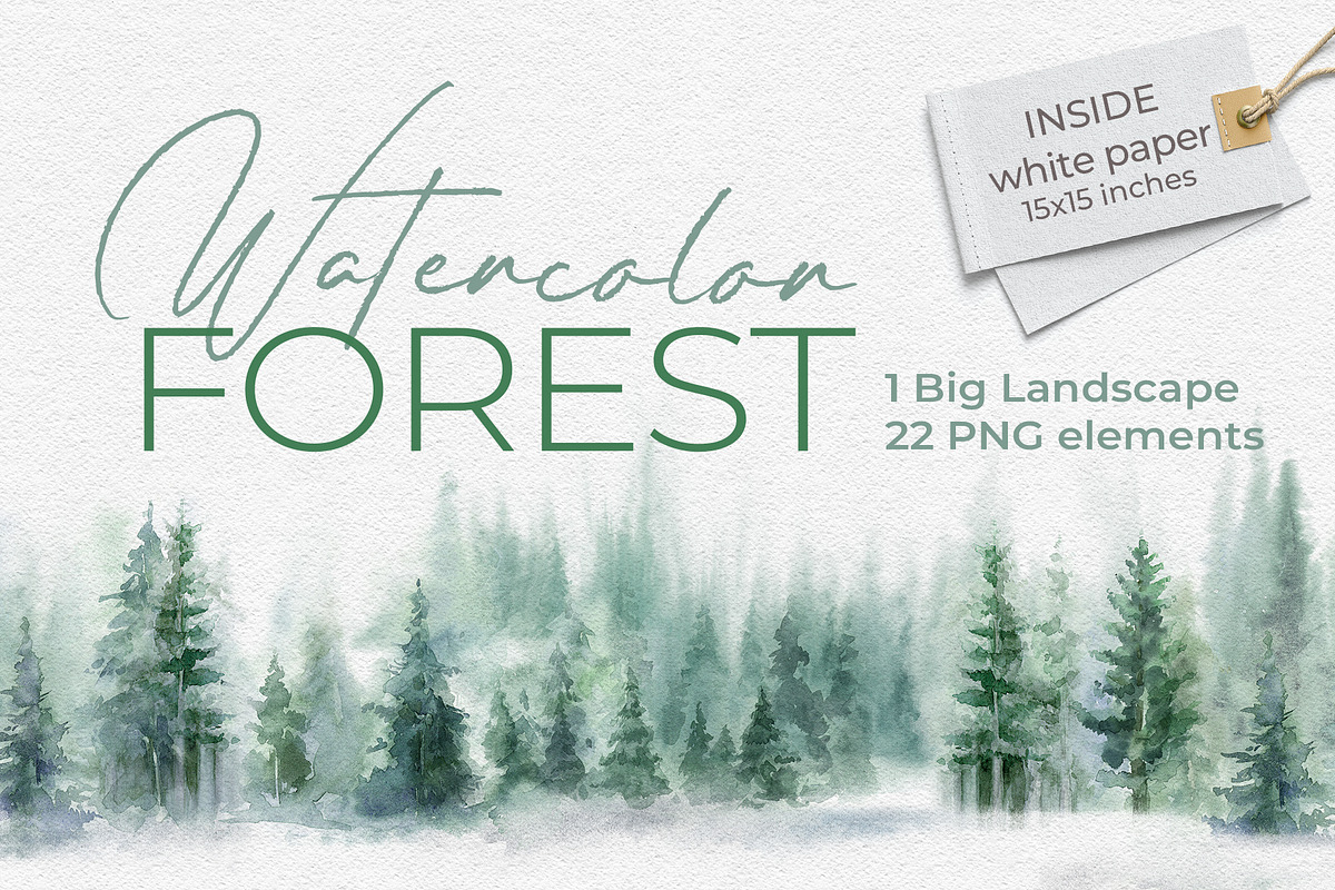 Watercolor Forest Landscapes, a Decorative Illustration by LeiaSW (Photo 1 of 9)