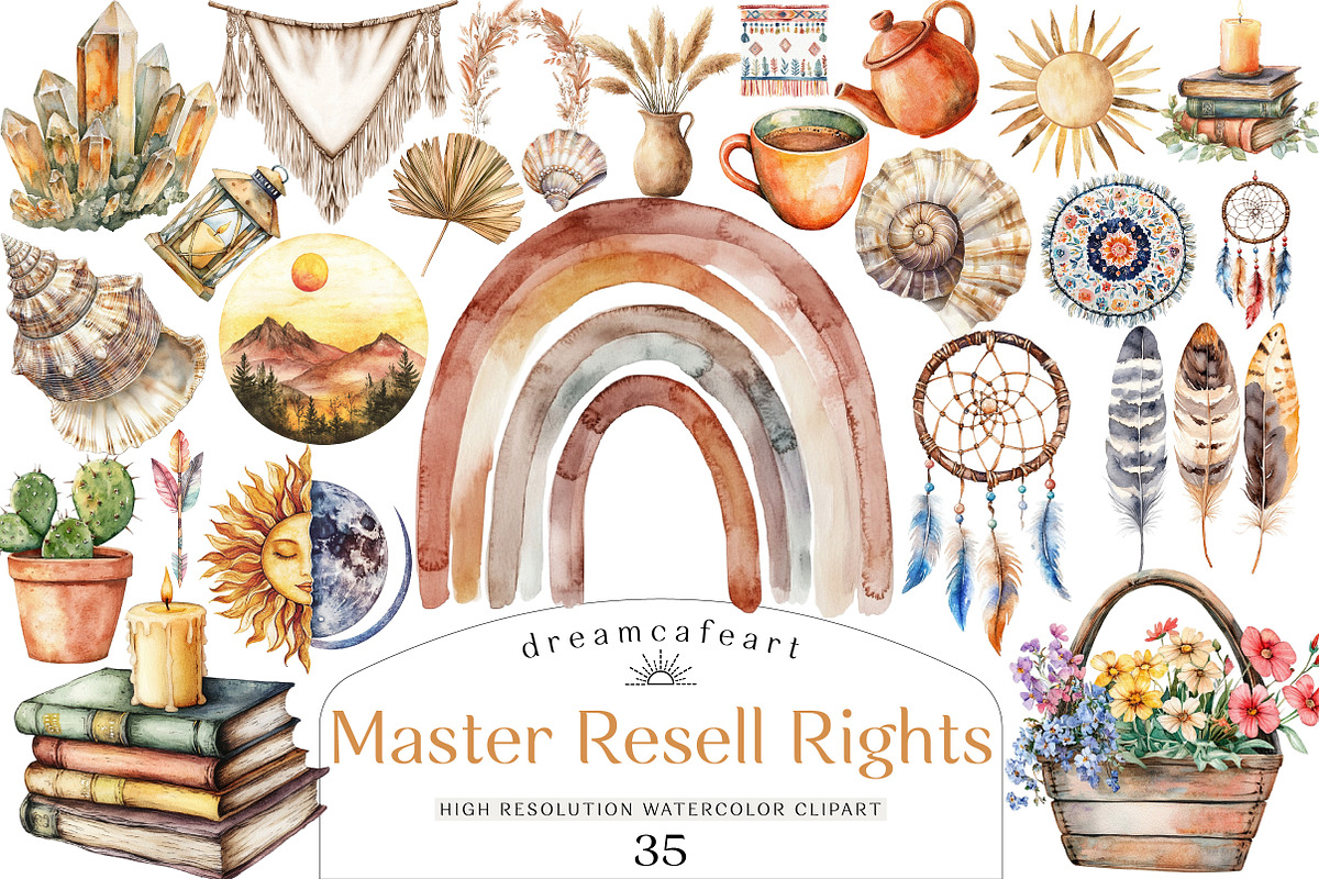 Master Resell Rights Clipart Bundle, an Illustration by DreamCafeArt (Photo 1 of 5)