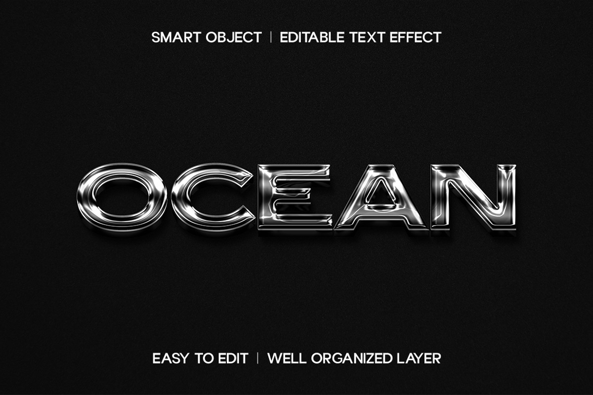 Realistic Chrome Text Effect, a Layer Style Add-On by dokudokunomi (Photo 1 of 3)