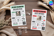Vintage Newspaper Birthday Template, a Card Template by ZoloDesignHub (Thumbnail 4 of 9)