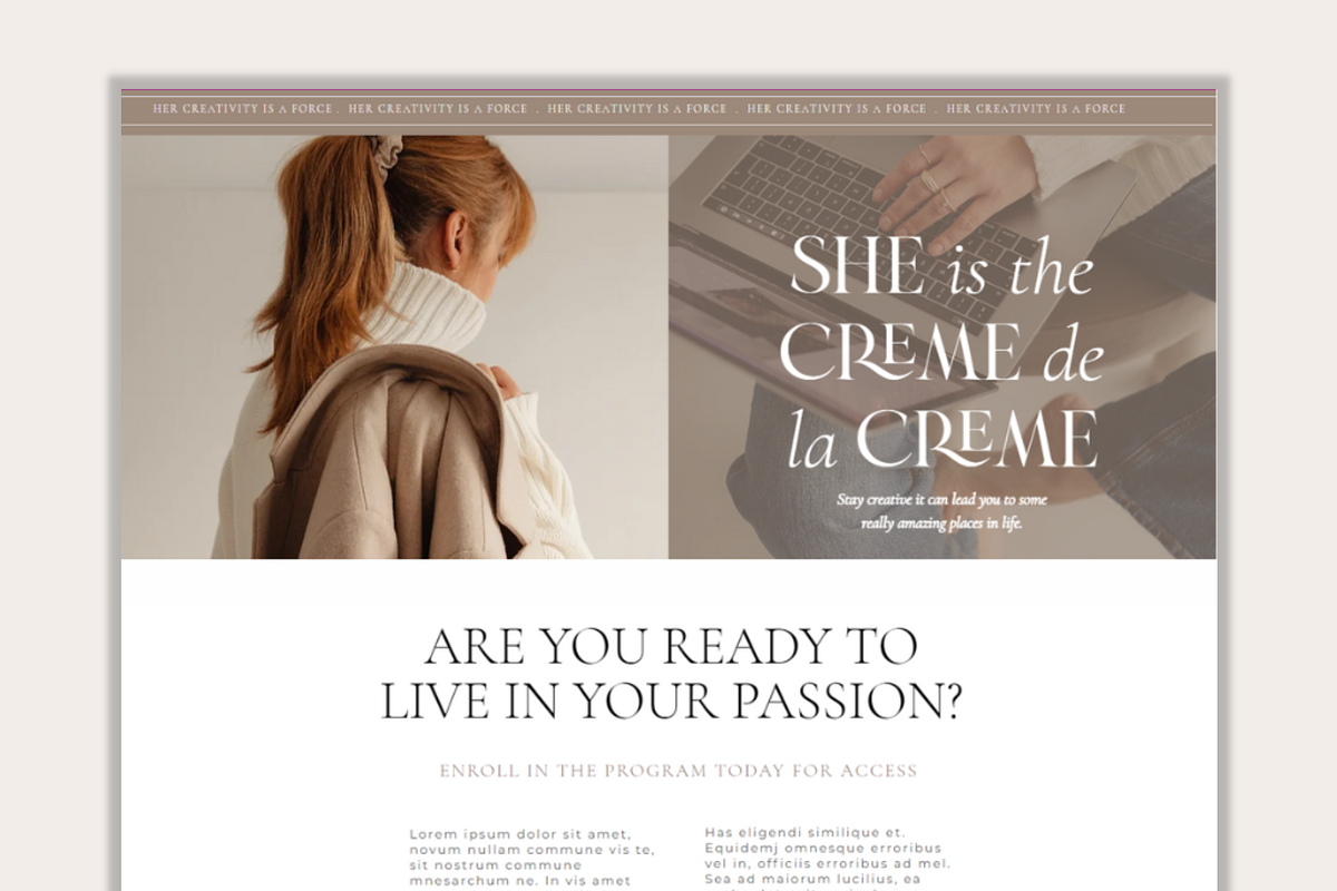Creme Wix Landing Page Template, a Landing Page Template by Turia Avenue (Photo 1 of 5)