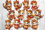 Cute Autumn Little Cat Clipart Set, a Seasonal Illustration by V Design Creator (Thumbnail 8 of 9)
