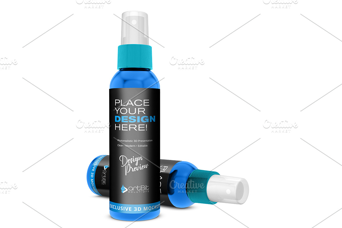Plastic Spray Bottle Mockup, a Packaging Mockup by artBit Design Studio (Photo 2 of 2)