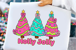 Colorful Holly Jolly Png, Christmas, an Illustration by DreamCafeArt