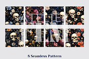 Skull Halloween Seamless Pattern, a Pattern Graphic by Atelier Fem (Thumbnail 5 of 6)