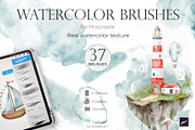 Watercolor Brushes for Procreate, a Brush Add-On by Alisles (Thumbnail 1 of 12)