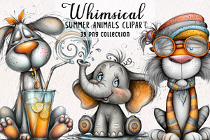 Whimsical Summer Animals Clipart