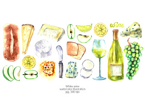 White wine, a Food Illustration by katya.bogina