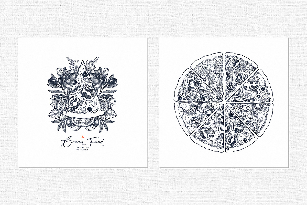 PIZZA ingredients illustrations, a Food Illustration by adehoidar (Photo 6 of 9)