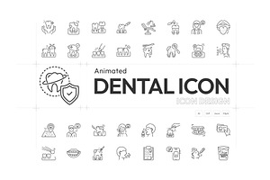 Animated Dental Outline Icons, an Outline Icon by Prosymbols