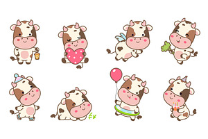 Funny cows. Cute kawaii cow skating, an Animal Illustration by Stock-Smart-Start