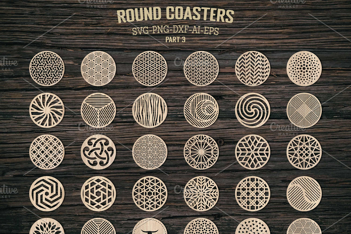 Coaster & Wall Decor Cut Files Pack, a Decorative Illustration by Seaquint (Photo 1 of 3)