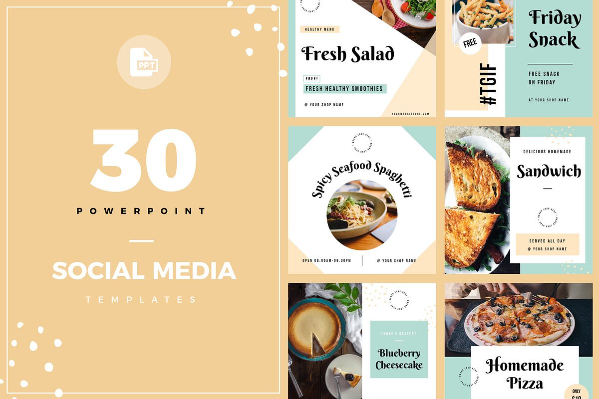 30 PowerPoint Social Media Template, a Social Media Template by Wipavee (Photo 1 of 11)