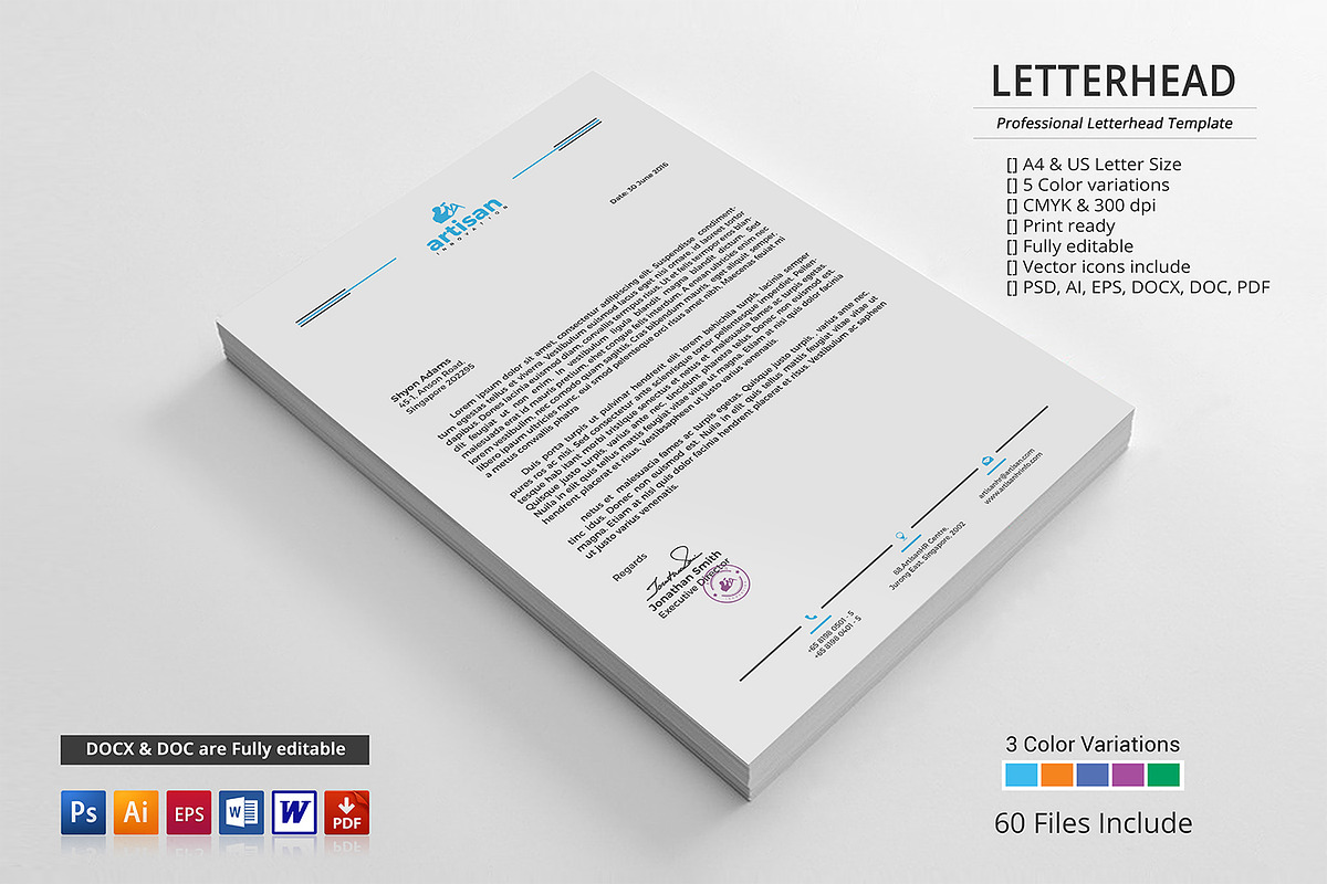 Letterhead, a Stationery Template by artisanHR (Photo 1 of 5)