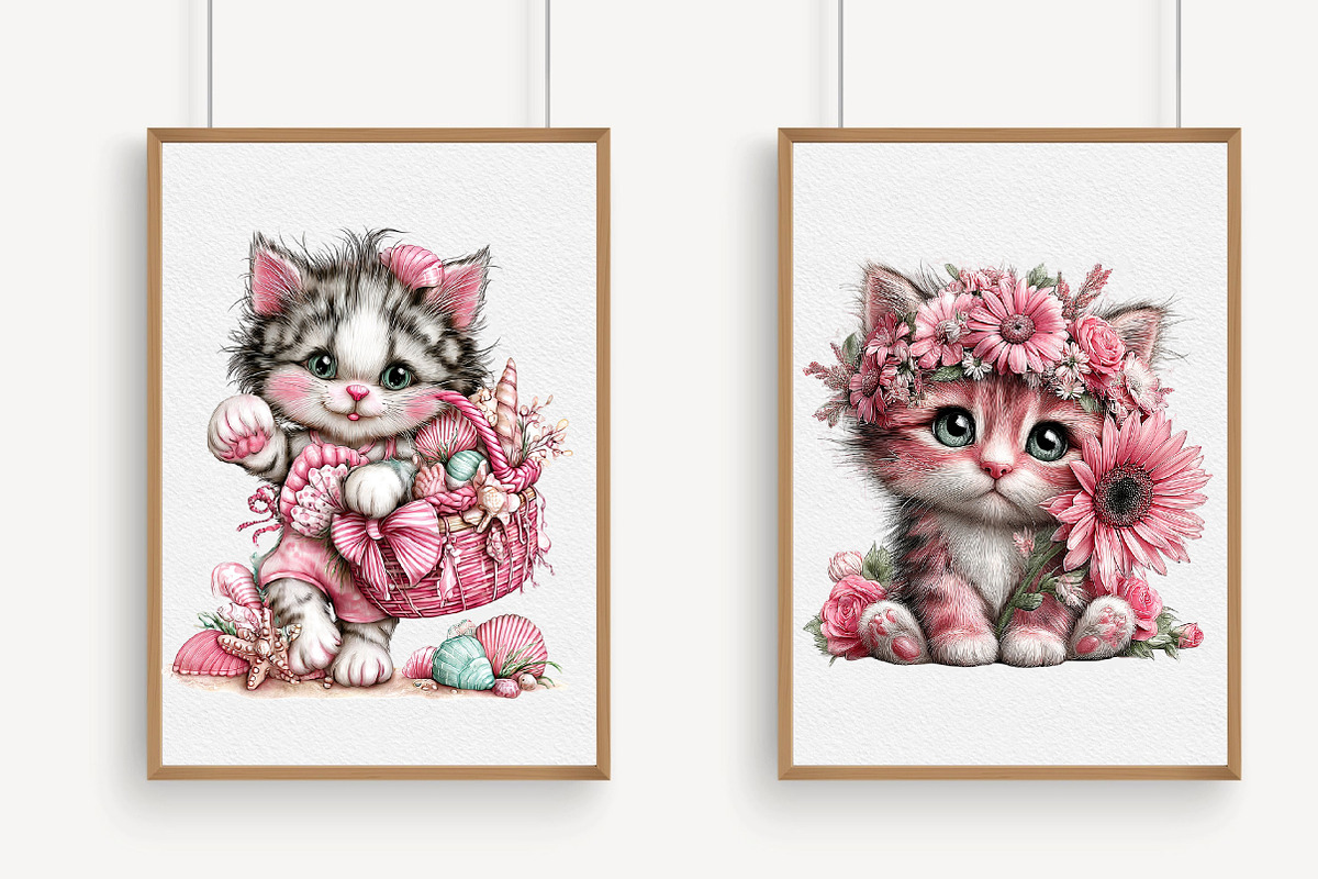 Whimsical Summer Cats Clipart, an Illustration by Libby Wishes (Photo 4 of 5)