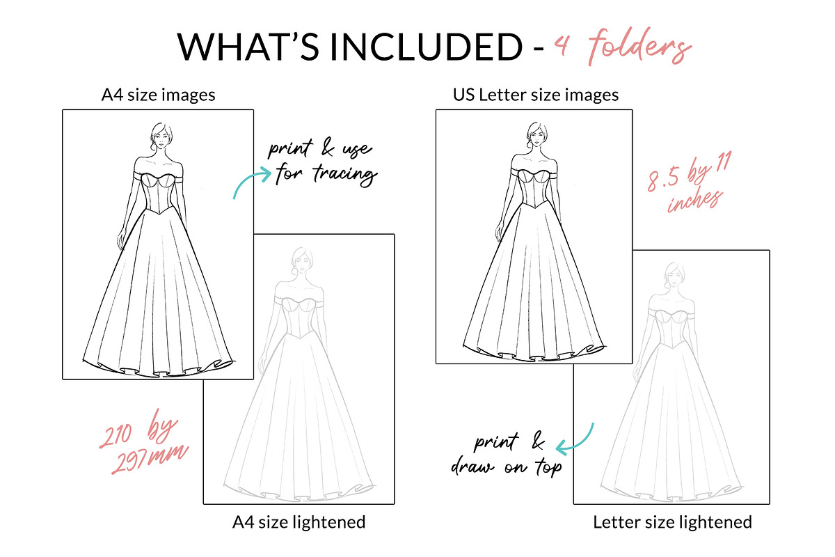 Sale- Bridal/Evening Croquis Pack, an Illustration by Art by Lin (Photo 3 of 5)