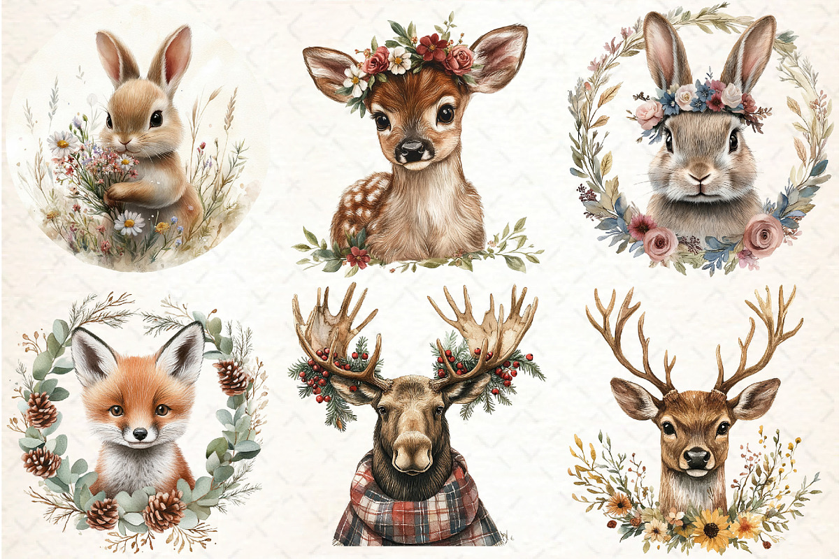 Watercolor Woodland Portraits, an Illustration by DreamCafeArt (Photo 4 of 5)