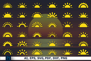 Sunset Sunrise Paper Cut SVG Bundle