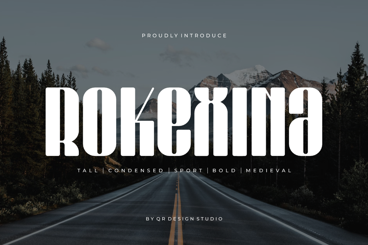 Rokexina - Tall & Condensed Font, a Sans Serif Font by QR Design Studio (Photo 1 of 7)