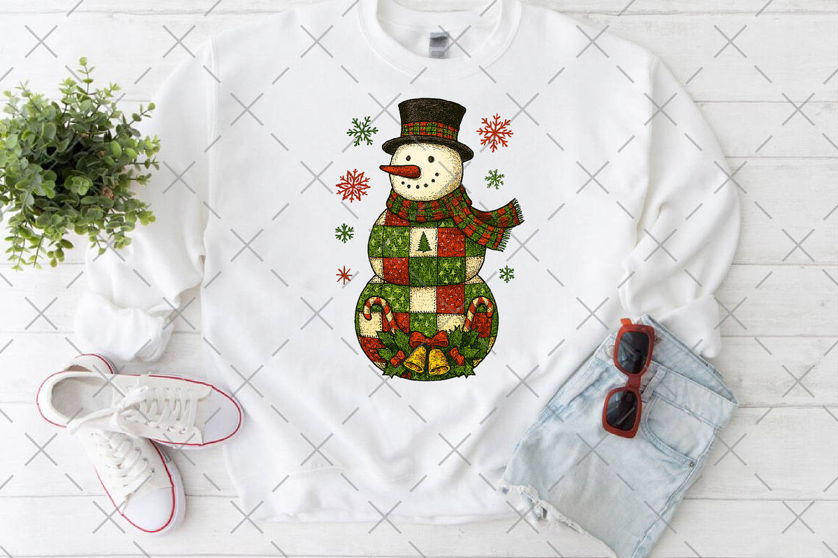 Christmas Snowman Patchwork PNG, an Illustration by Craft Nest (Photo 6 of 6)