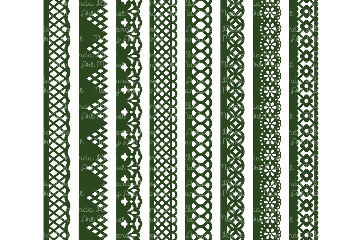Forest Green Vector Lace Borders, an Illustration by Amanda Ilkov (Photo 5 of 5)