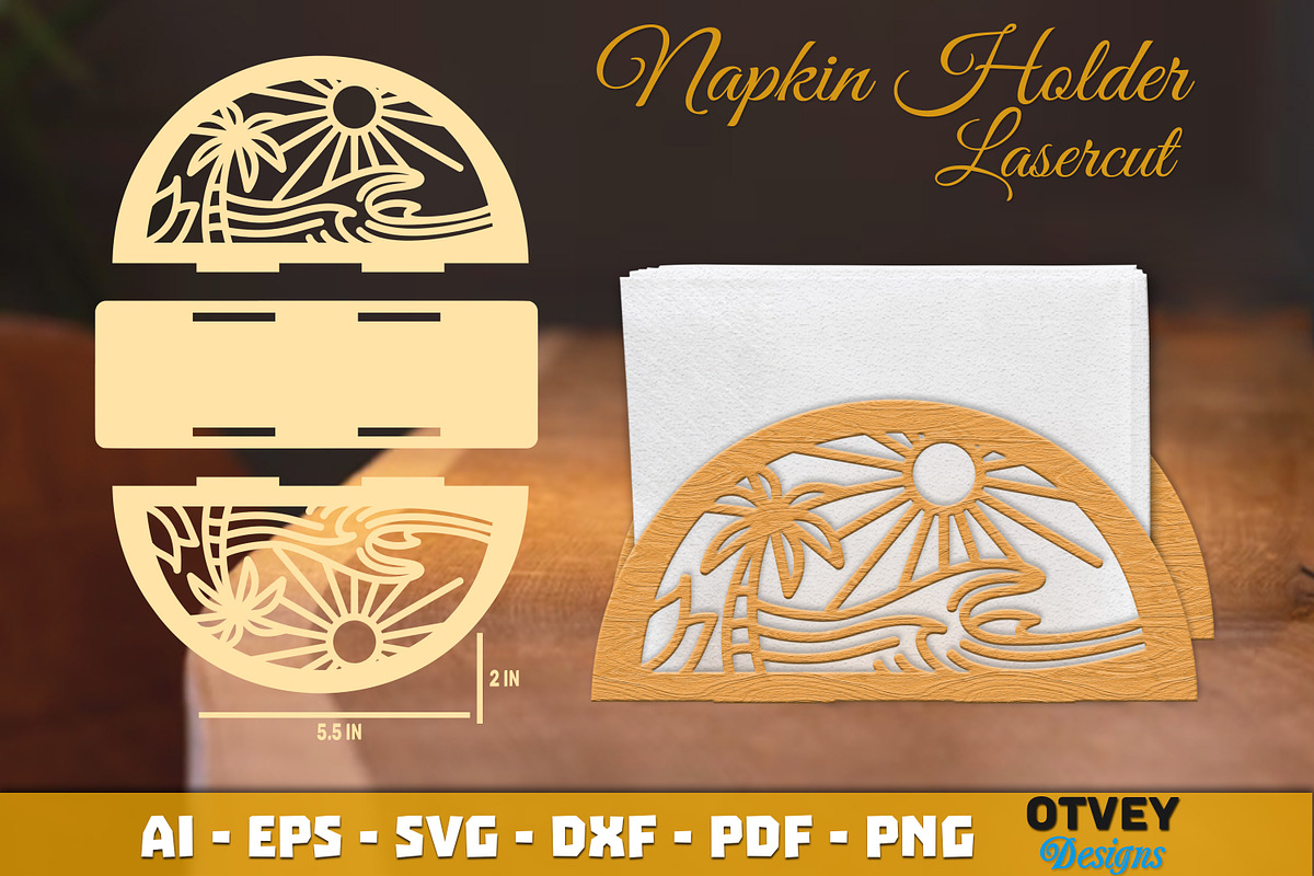 Beach Sunset Napkin Holder Lasercut, an Object Graphic by OTVEY DESIGN (Photo 5 of 13)