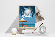 Hello Summer poster. Woman in chaise, a Seasonal Illustration by Vector_Up (Thumbnail 3 of 4)