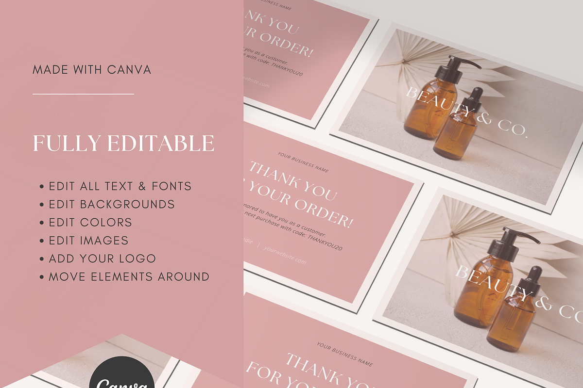 Pink Thank You Card Template, a Card Template by Gebers Marketing & Design (Photo 5 of 8)