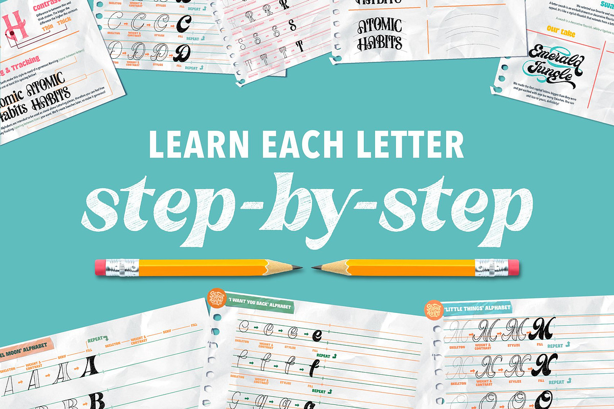 Lettering Alphabet Workbooks, a Brush Add-On by Shoutbam (Photo 2 of 4)