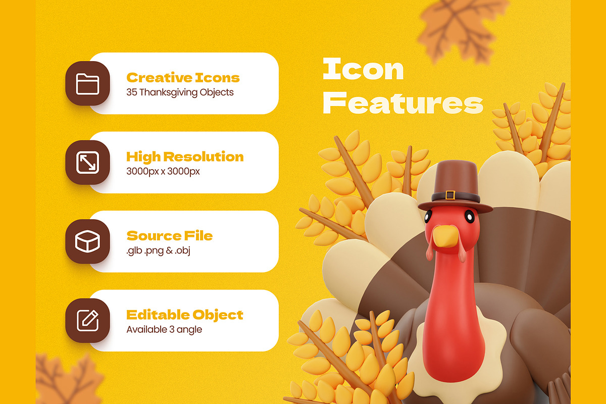 Thanksgiving 3D Icons, an Object 3D Model by Rakata Studio (Photo 2 of 6)