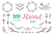 Boho floral line art hand drawn set, a Decorative Illustration by Wild Muse (Thumbnail 1 of 7)