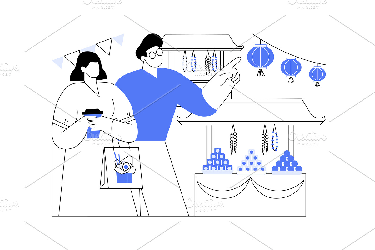 Asian food market isolated cartoon, a Person Illustration by Visual Generation