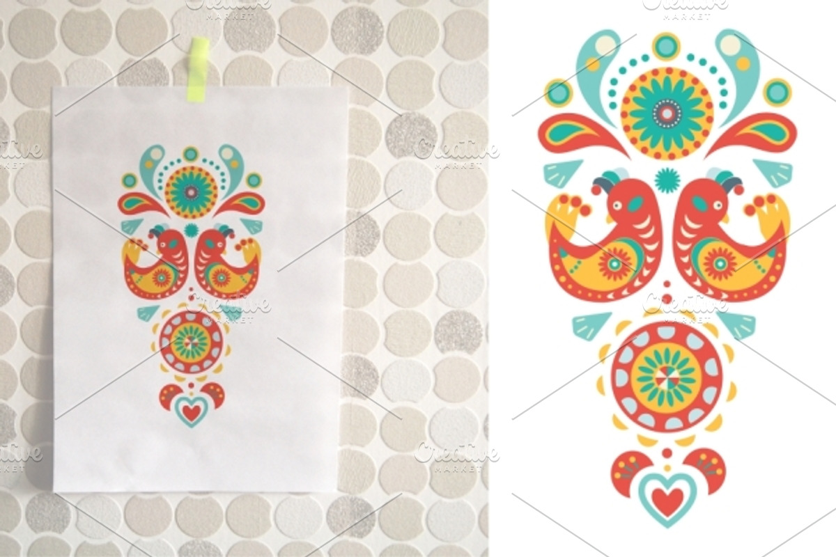 Colorful ornament with birds, a Decorative Illustration by JaneLane (Photo 2 of 2)