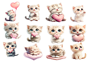 Valentines Kitens Set of 20 Clipart, an Animal Illustration by PrintablesByFranklyn (Thumbnail 3 of 3)