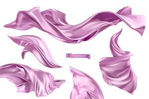 Violet silk, decoration, vectors set