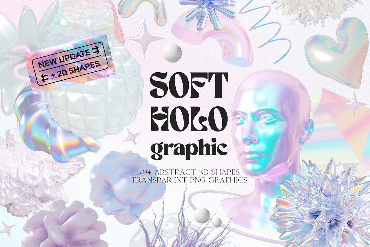 Soft Holo Iridescence 3D Shapes, a Graphic by LarysaZabrotskaya (Photo 1 of 14)