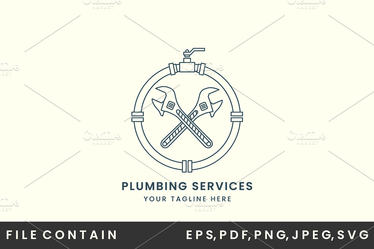 plumbing service logo vector line, a Branding & Logo Template by SD 22