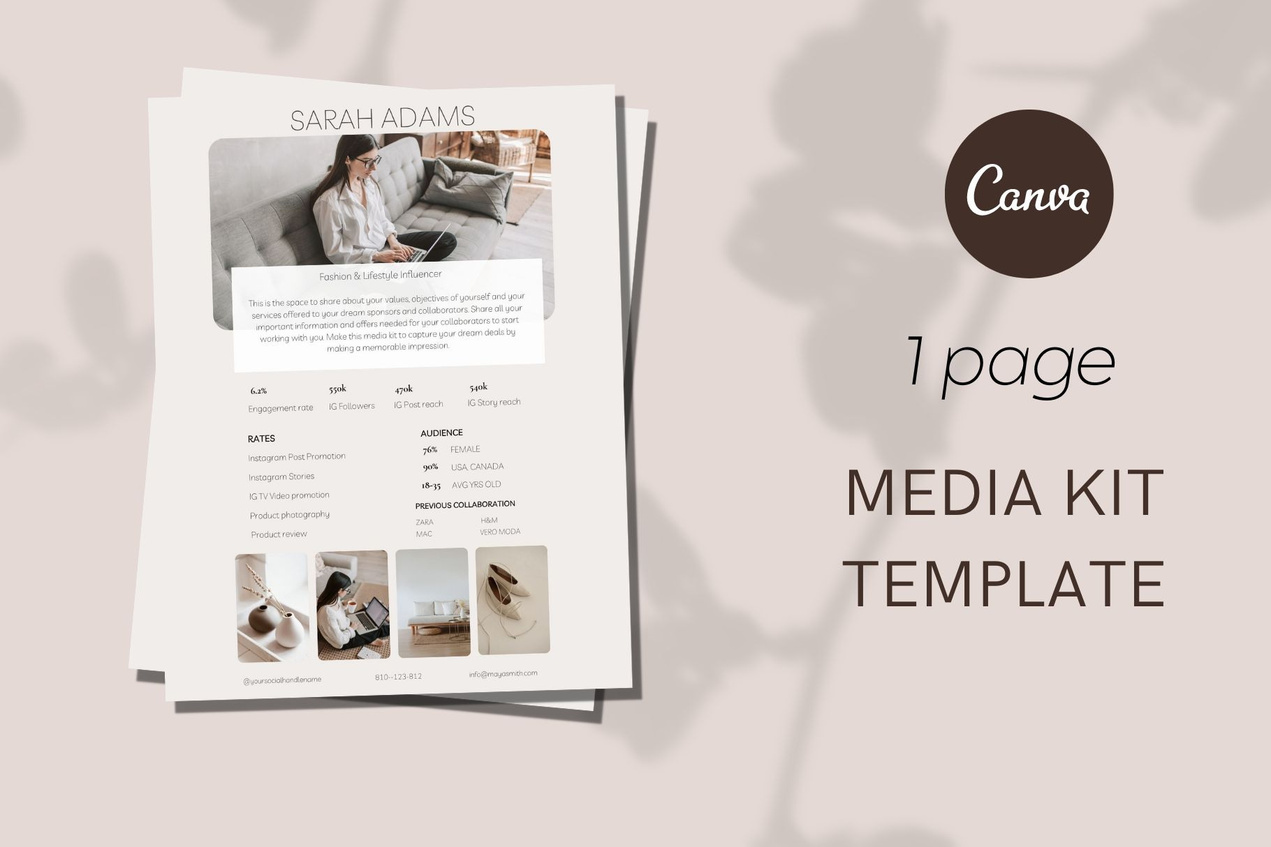 Media Kit Template Influencer by Deepa Template Studio | Creative Market