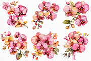 Watercolor Pink Orchid Clipart, an Illustration by Craft Nest (Thumbnail 4 of 12)