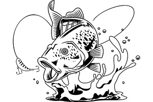 Powerful Bass Fish Cartoon Character