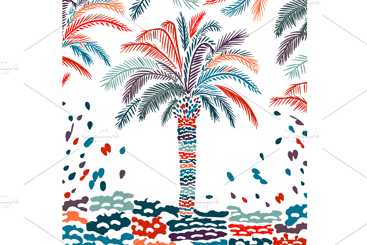Single Sketched Palm Tree Print, an Illustration by Nenahliadava Design