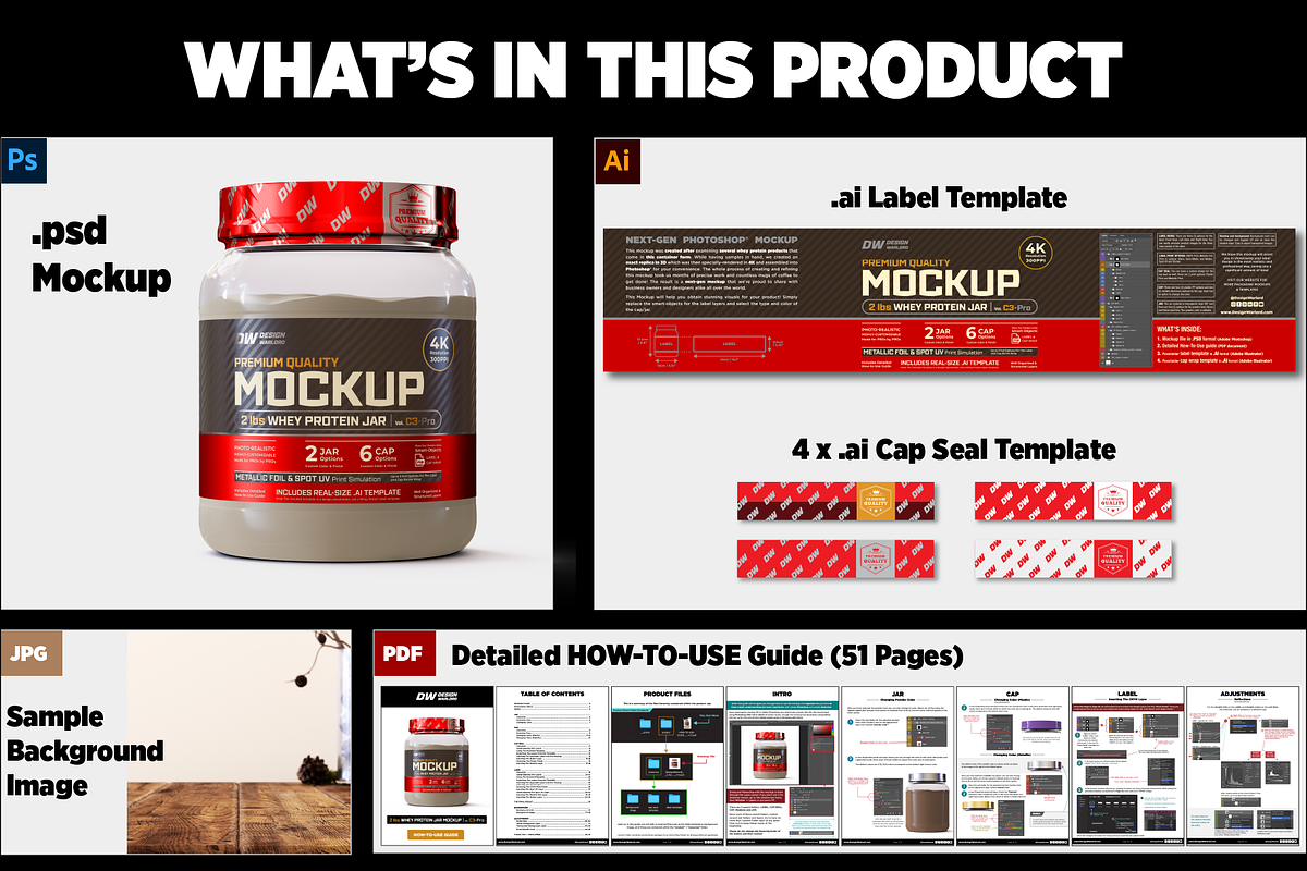 2lb Whey Protein Jar Mockup C3-Pro, a Packaging Mockup by Design Warlord (Photo 15 of 17)