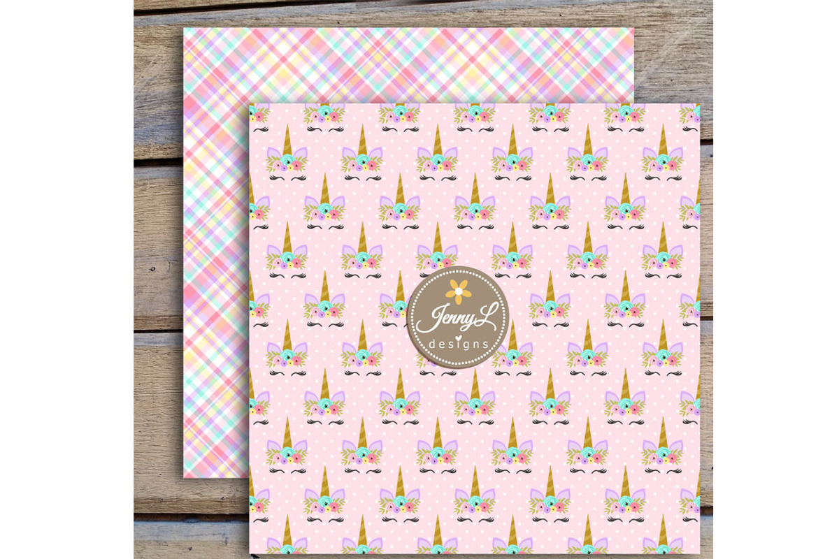 Unicorn Digital Papers & Clipart, a Pattern Graphic by JennyL Designs (Photo 3 of 6)