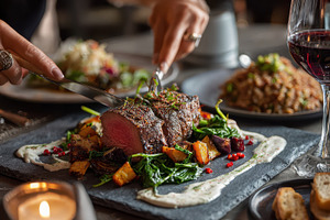 Delicious Grilled Steak Dinner Gourm, a Photo by Pixeness Studio