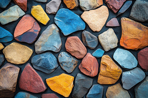 Colorful stone wall texture backgrou, an Abstract Photo by Pixeness Studio